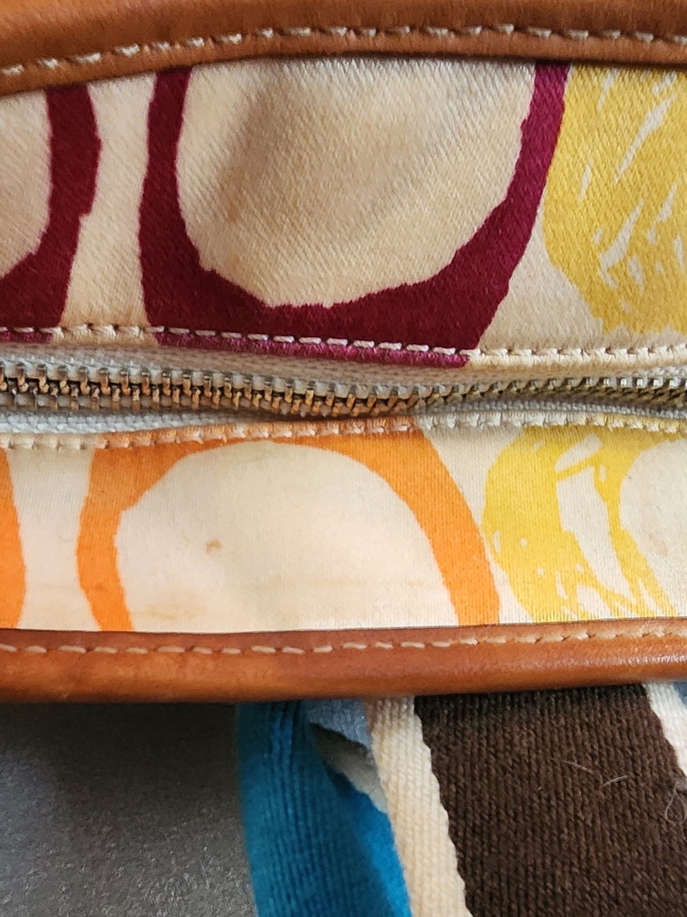 Coach Multicolor Canvas Tote with Turquoise Trim - Picture 10 of 11
